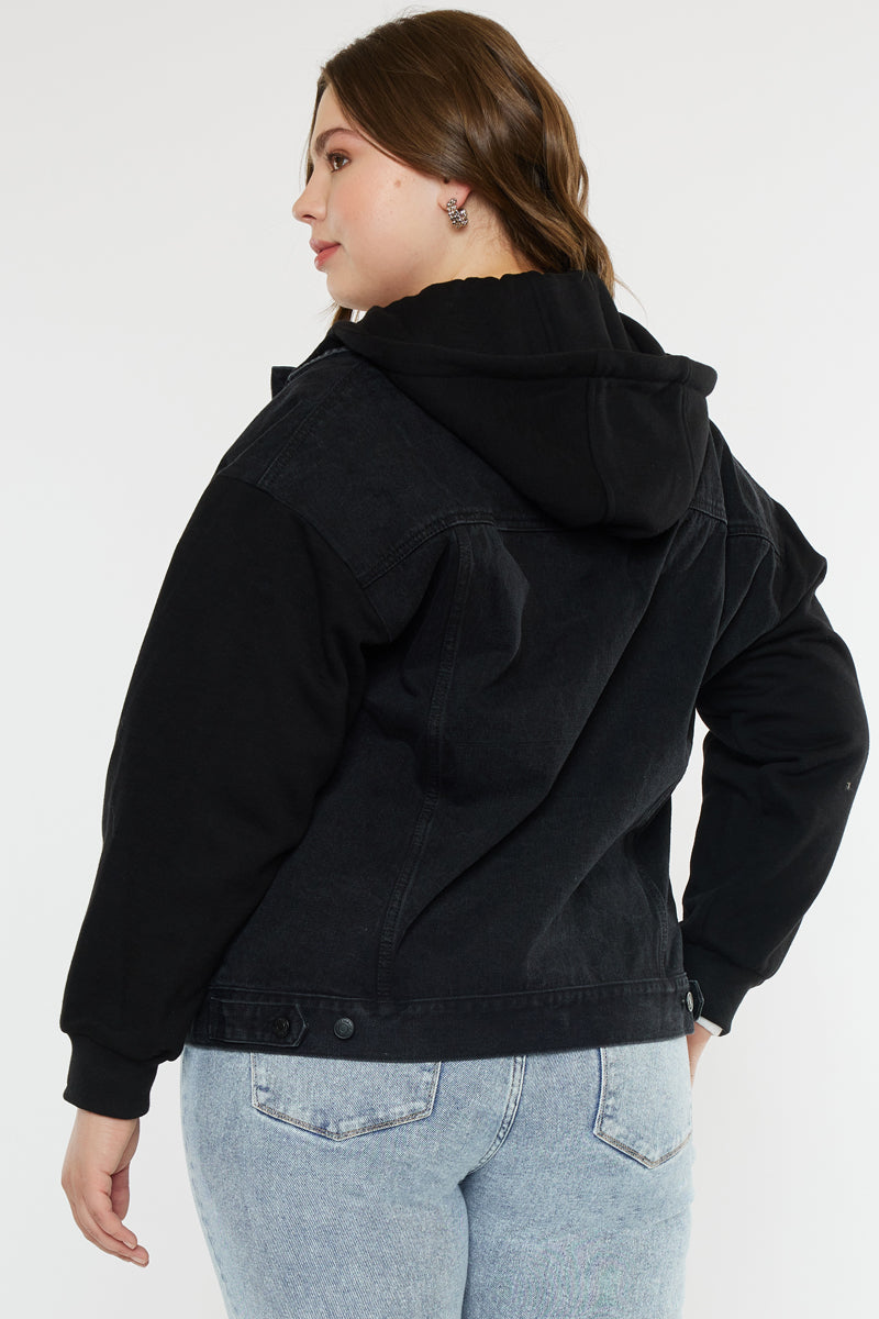 Jean jacket with hoodie plus size deals