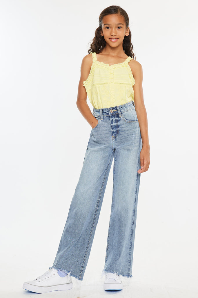 Bee High Rise Slim wide Leg Kid Jeans - Official Kancan USA