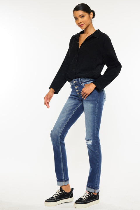 Eternity Mid Rise Slim Straight Leg Jeans - Official Kancan USA