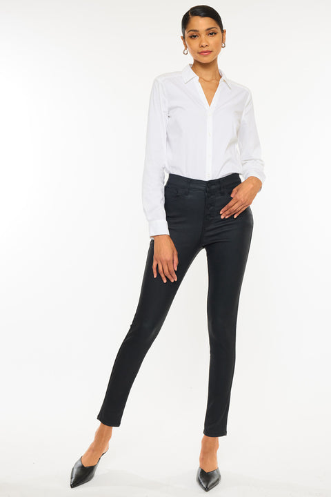 Autumn High Rise Faux Leather Ankle Skinny Pants - Official Kancan USA