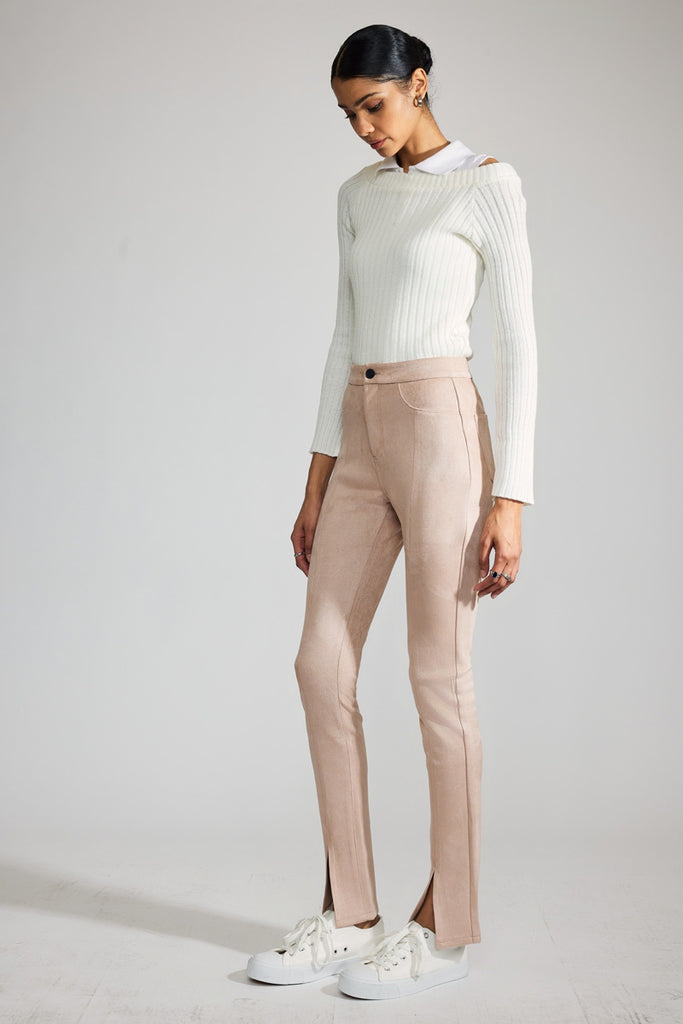 Peach Premier High Rise Slit Hem Skinny - Official Kancan USA