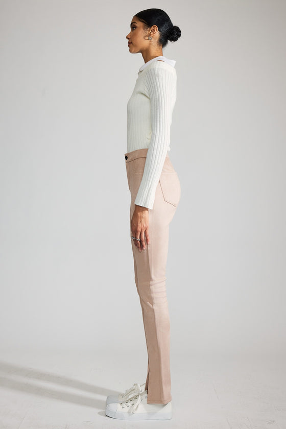 Peach Premier High Rise Slit Hem Skinny - Official Kancan USA