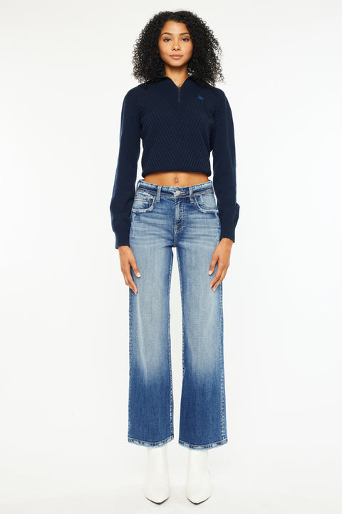 Angela Premier High Rise Slim Wide Leg Jeans