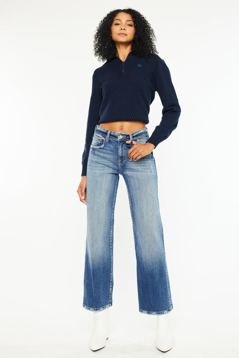 Angela Premier High Rise Slim Wide Leg Jeans