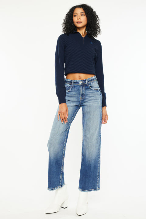 Angela Premier High Rise Slim Wide Leg Jeans