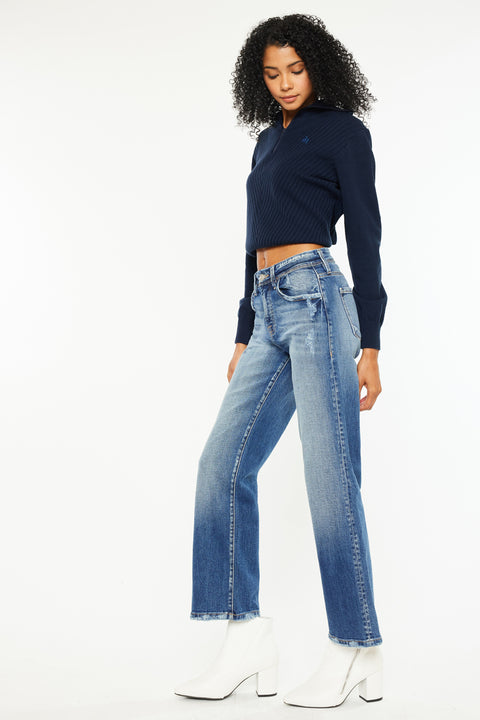 Angela Premier High Rise Slim Wide Leg Jeans