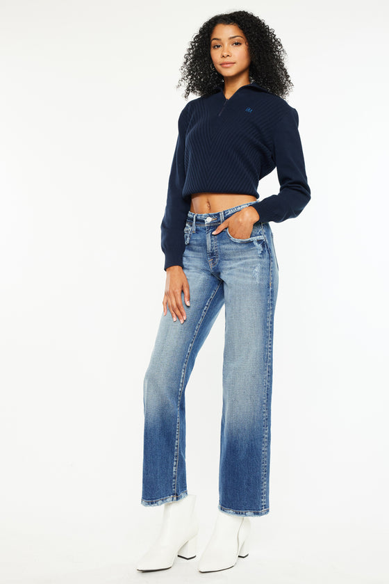 Angela Premier High Rise Slim Wide Leg Jeans