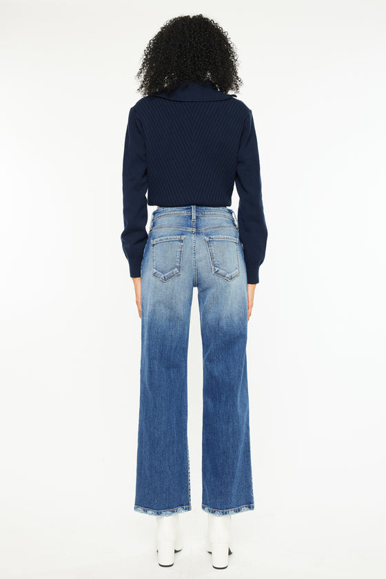 Angela Premier High Rise Slim Wide Leg Jeans