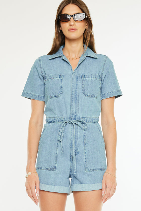 Mailene Sleeves Denim Romper