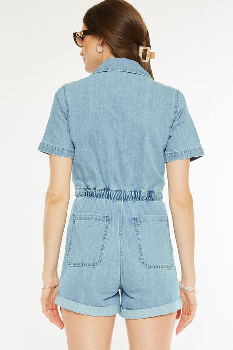 Mailene Sleeves Denim Romper