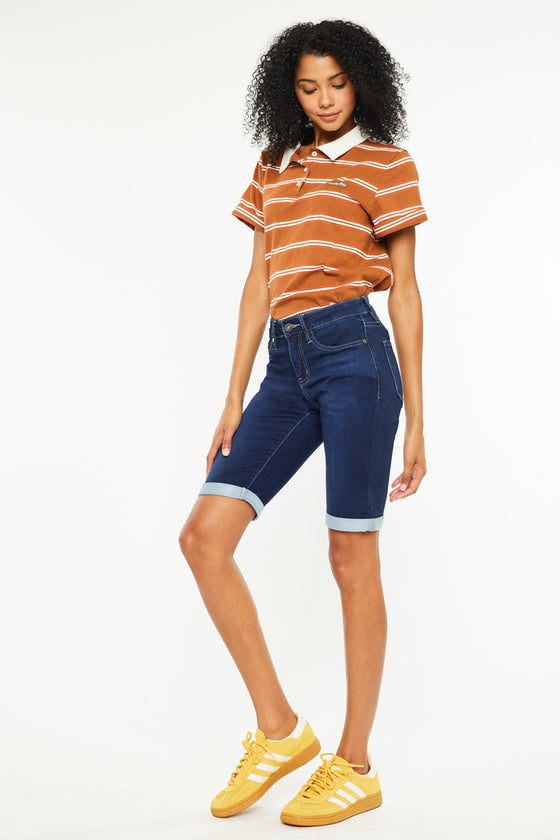 Blanco Mid Rise Bermuda Shorts