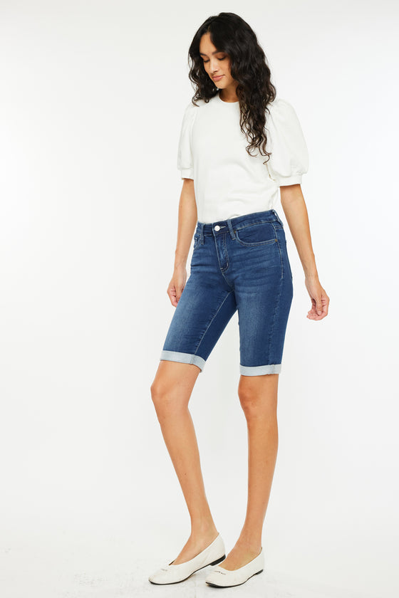 Blanco Mid Rise Bermuda Shorts