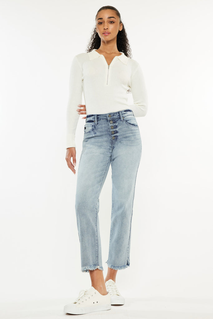 Morgana High Rise Straight Fit Leg Jeans - Official Kancan USA