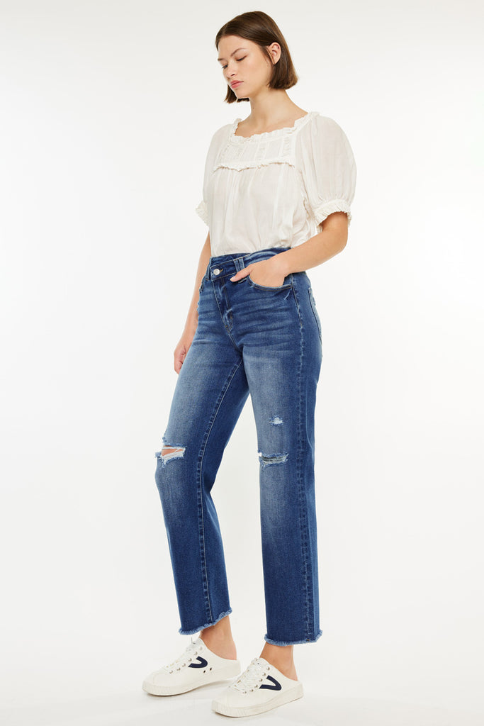 Mollie High Rise 90's Criss Cross Jeans - Official Kancan USA
