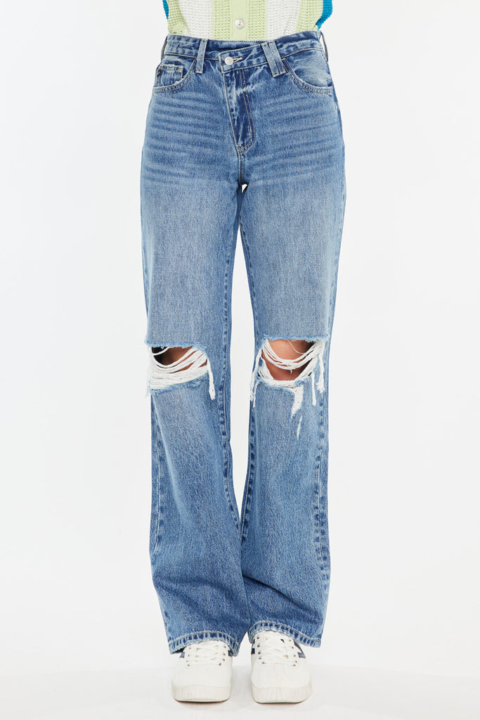 Debra High Rise 90's Criss Cross Straight Jeans - Official Kancan USA