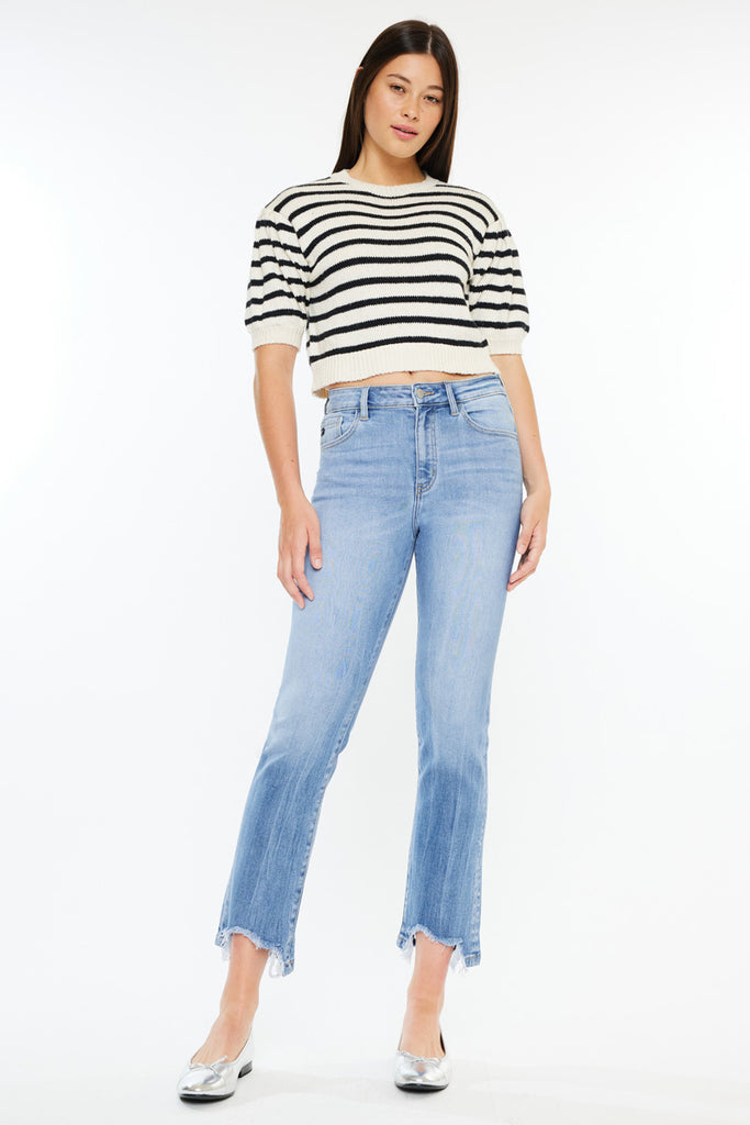 Angela High Rise Slim Crop Straight Jeans - Official Kancan USA