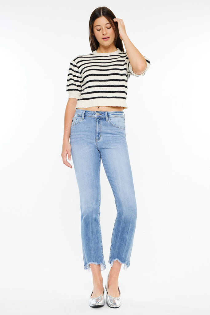 Angela High Rise Slim Crop Straight Jeans - Official Kancan USA