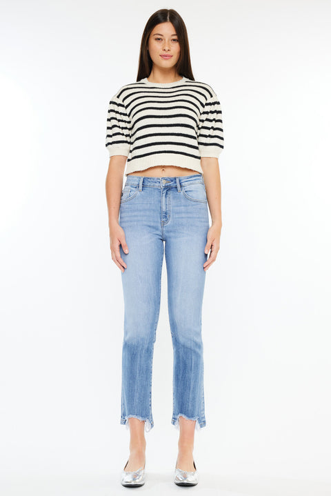 Angela High Rise Slim Crop Straight Jeans - Official Kancan USA