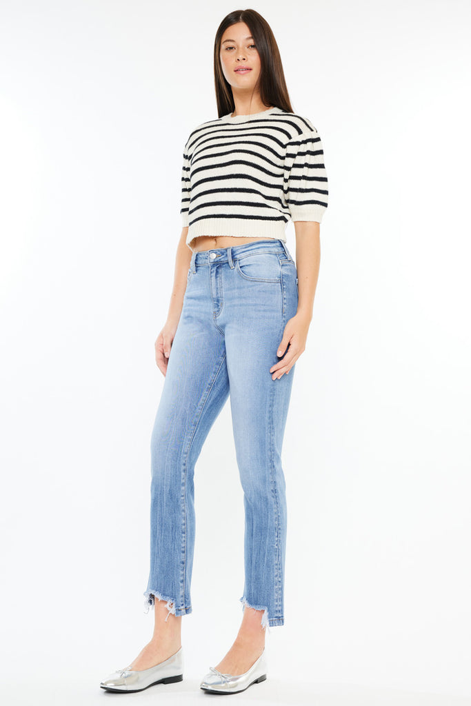 Angela High Rise Slim Crop Straight Jeans - Official Kancan USA