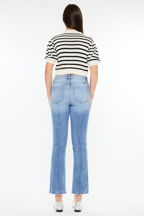 Angela High Rise Slim Crop Straight Jeans - Official Kancan USA