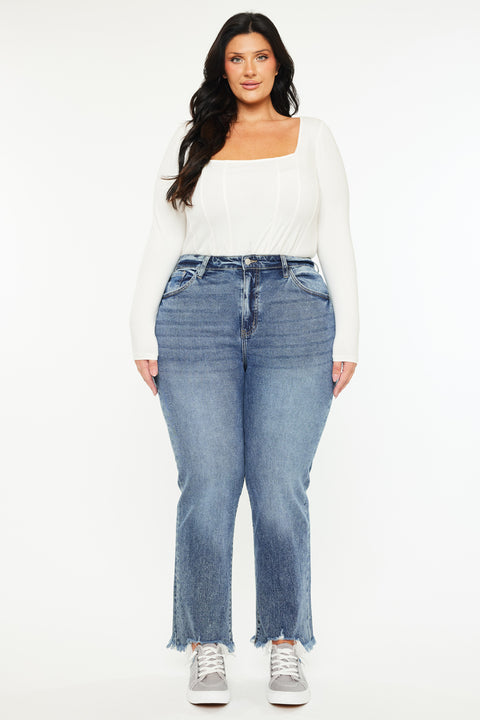 Kristine High Rise Slim Straight Leg Jeans (Plus size)