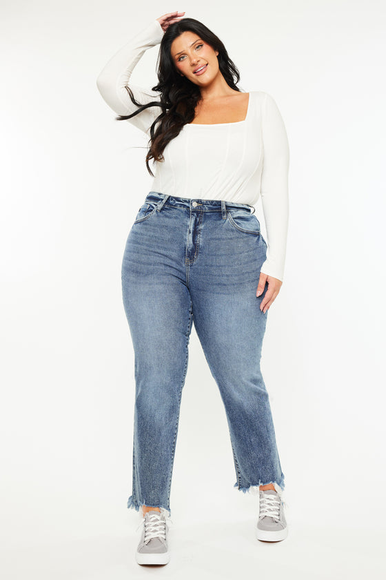 Kristine High Rise Slim Straight Leg Jeans (Plus size)