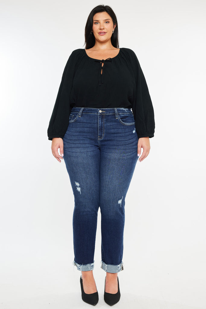 Sydney Mid Rise Slim Straight Leg Jeans (Plus)