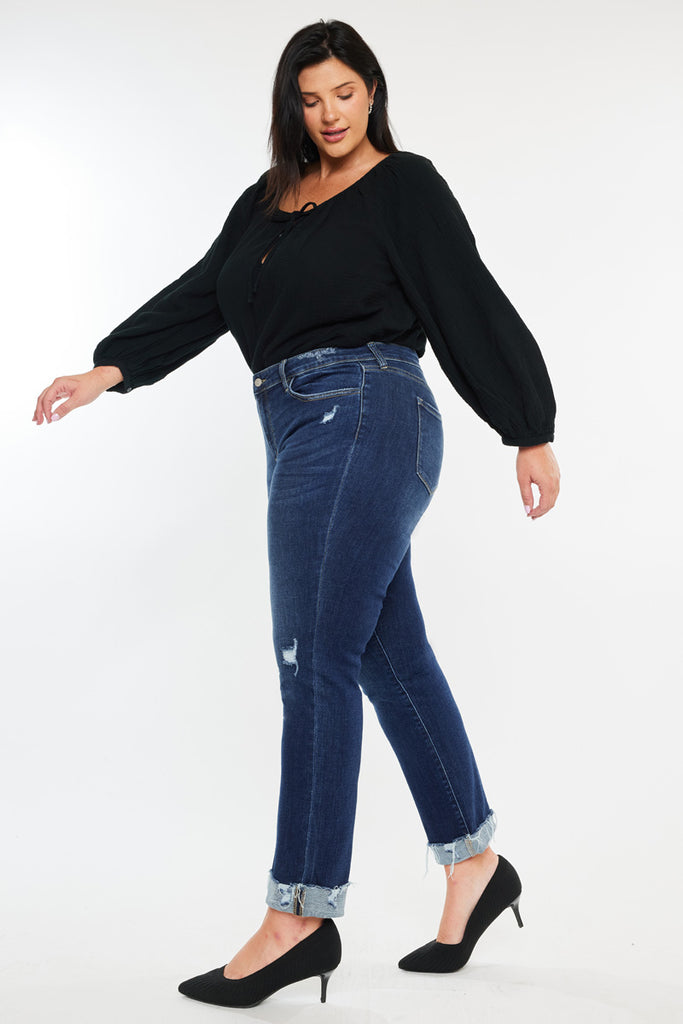 Sydney Mid Rise Slim Straight Leg Jeans (Plus)