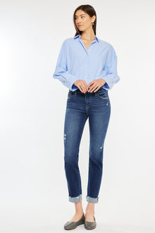  Emely Mid Rise Slim Straight Leg Jeans