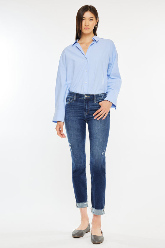 Emely Mid Rise Slim Straight Leg Jeans