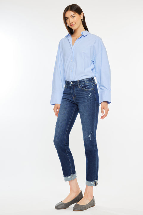 Emely Mid Rise Slim Straight Leg Jeans