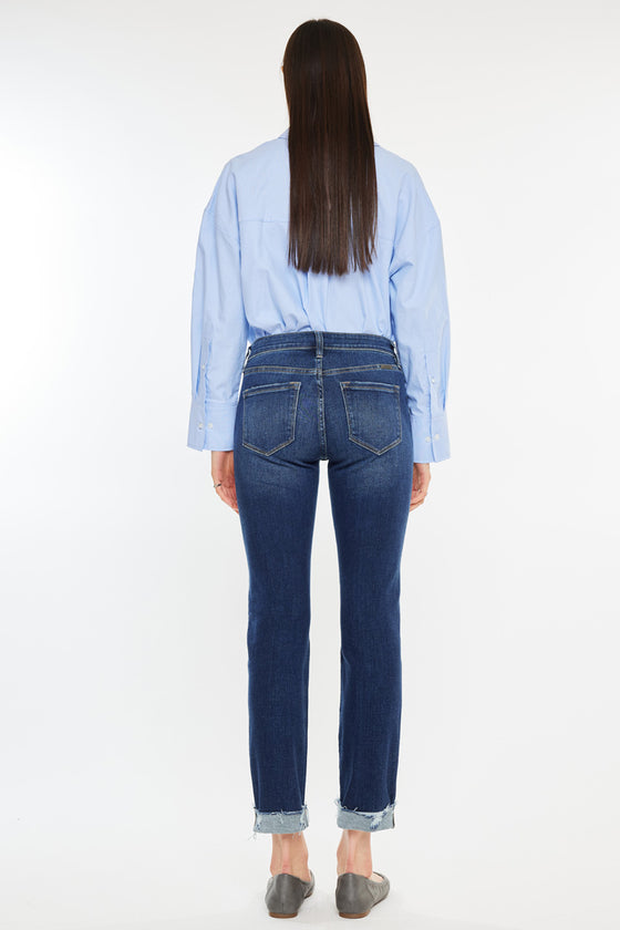 Emely Mid Rise Slim Straight Leg Jeans