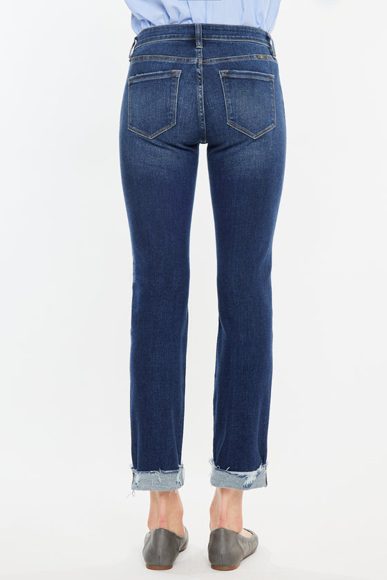 Emely Mid Rise Slim Straight Leg Jeans