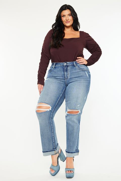 Jailen Mid Rise True Straight Leg Jeans (Plus Size)