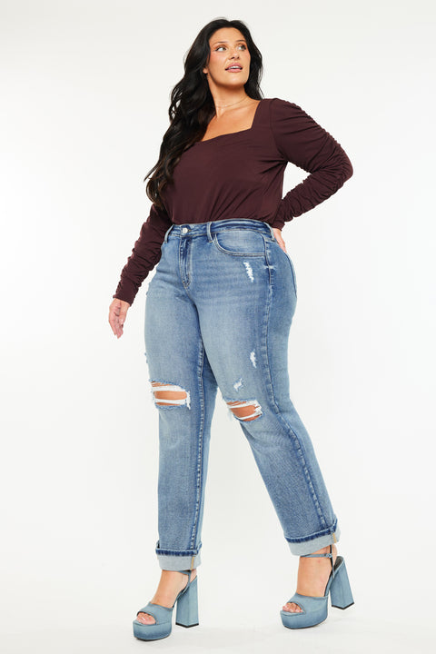 Jailen Mid Rise True Straight Leg Jeans (Plus Size)