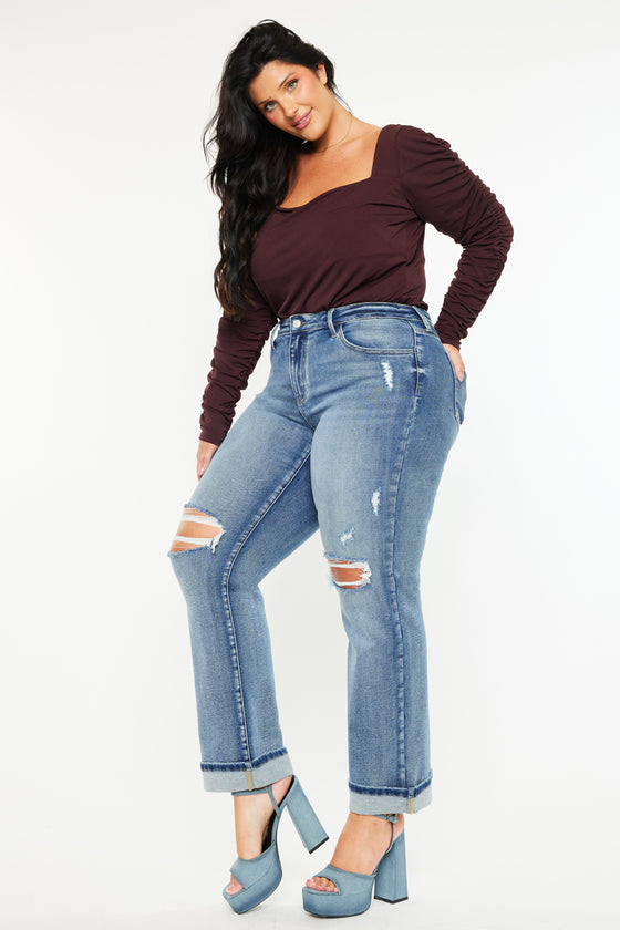 Jailen Mid Rise True Straight Leg Jeans (Plus Size)