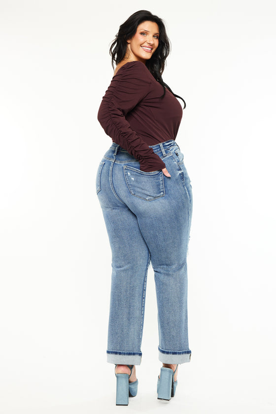 Jailen Mid Rise True Straight Leg Jeans (Plus Size)