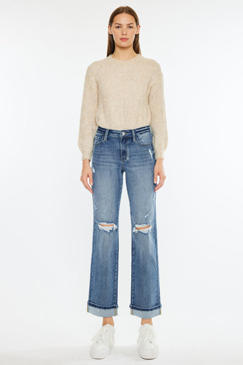 Carrie Mid Rise True Straight Leg Jeans