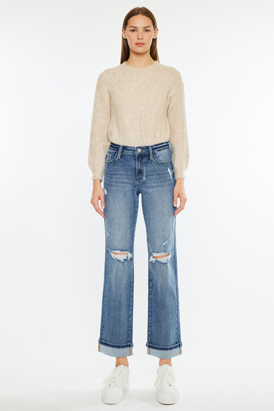 Carrie Mid Rise True Straight Leg Jeans