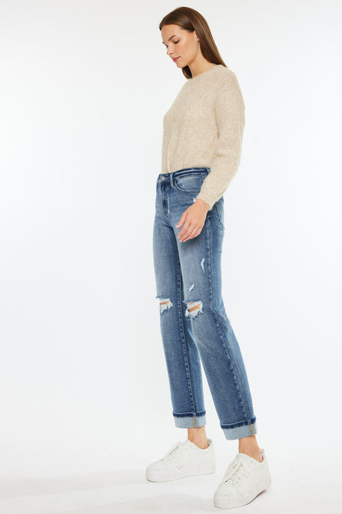 Carrie Mid Rise True Straight Leg Jeans