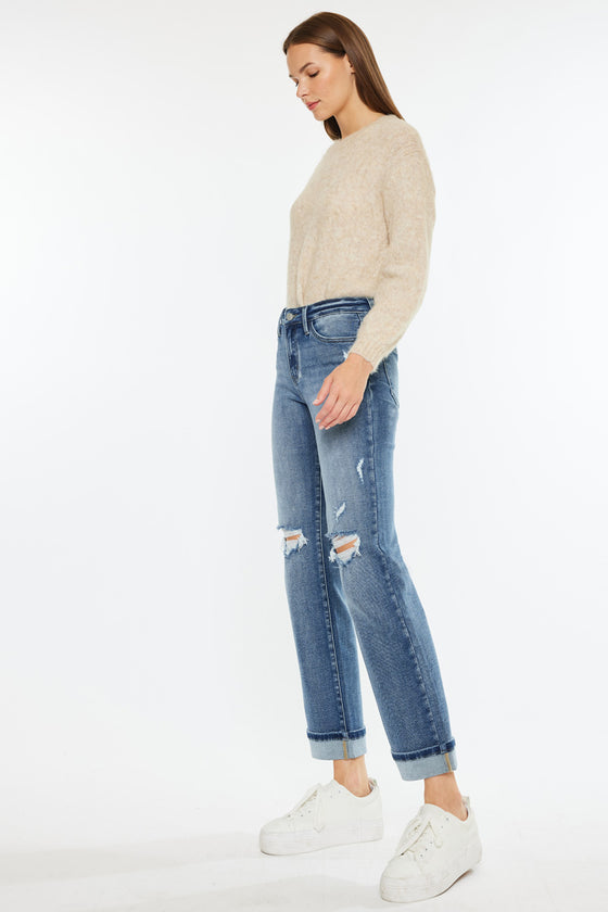 Carrie Mid Rise True Straight Leg Jeans