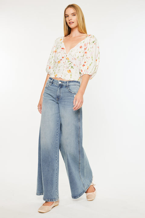 Renee Mid Rise Super Wide Jeans