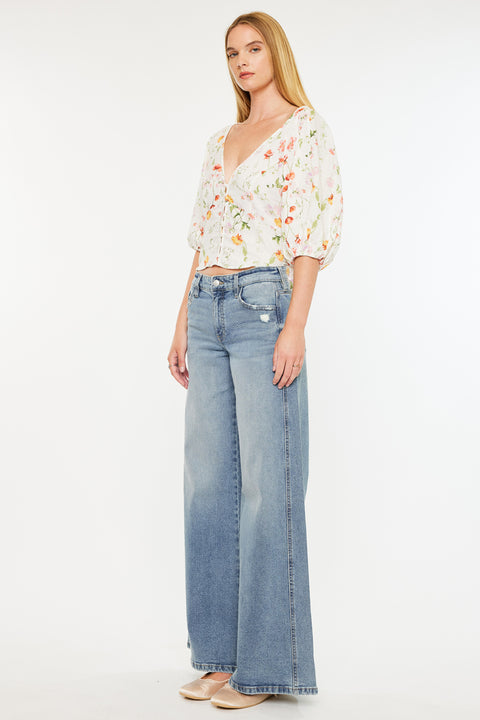 Renee Mid Rise Super Wide Jeans