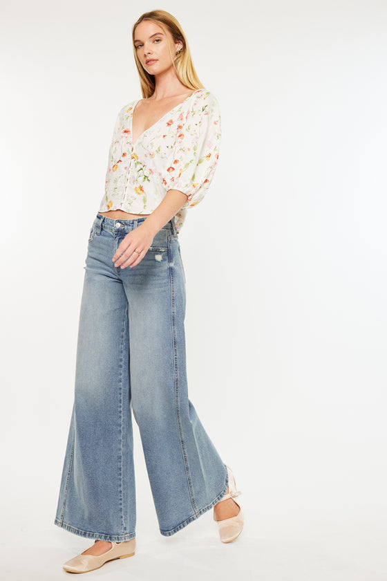 Renee Mid Rise Super Wide Jeans