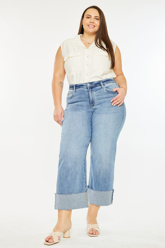 Letty High Rise Crop Wide Leg Jeans (Plus Size)