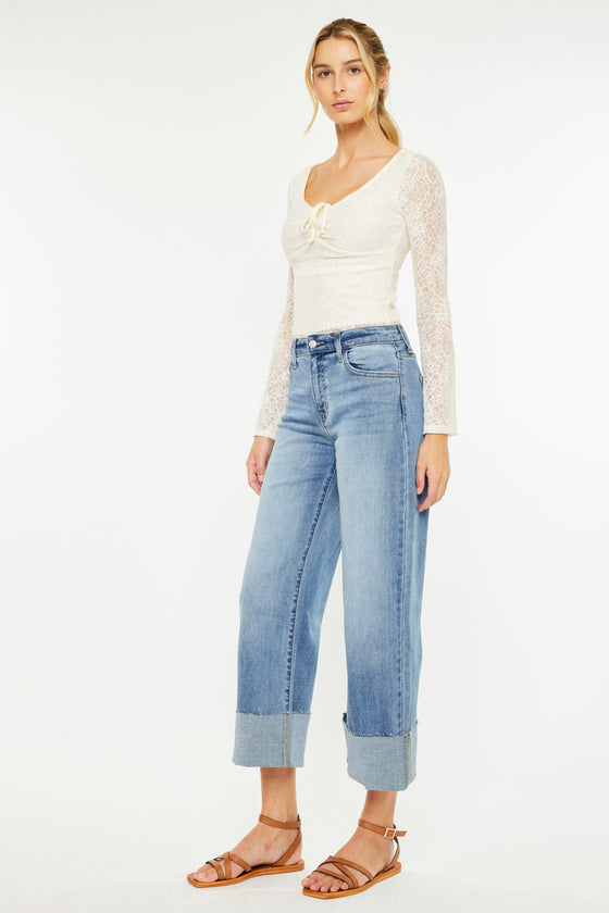 Leslie High Rise Crop Wide Leg Jeans