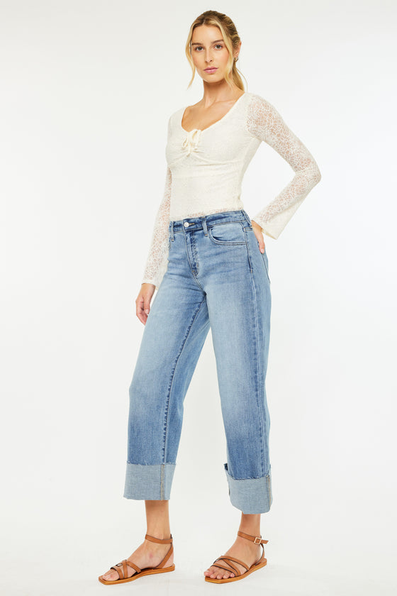 Leslie High Rise Crop Wide Leg Jeans