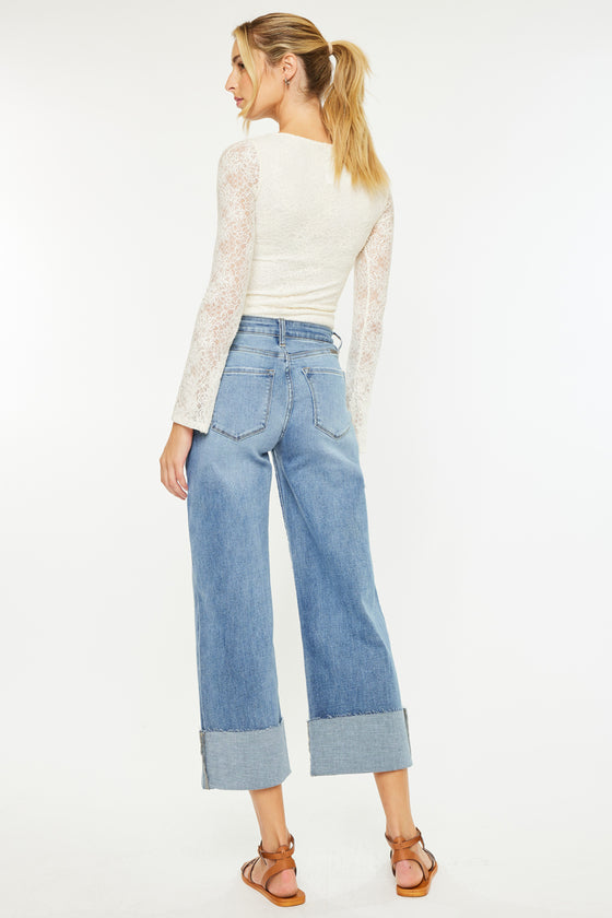 Leslie High Rise Crop Wide Leg Jeans