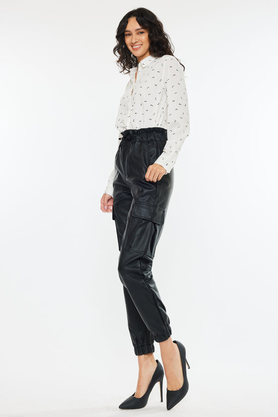 Rona Ultra High Rise Faux Leather Joggers