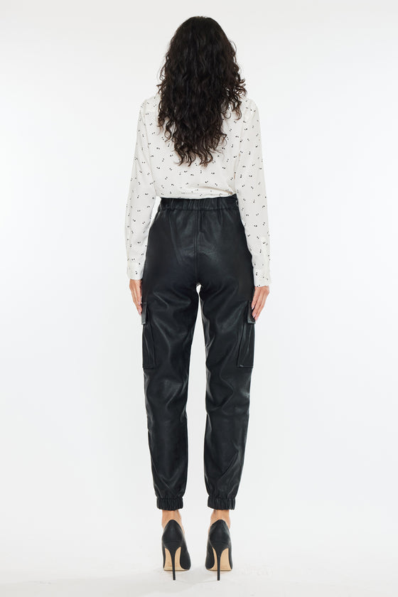 Rona Ultra High Rise Faux Leather Joggers